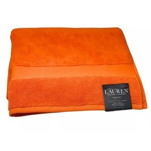 Lauren Ralph Lauren Wescott Summer Orange Soft Cotton 30" x 56" Bath Towel NEW